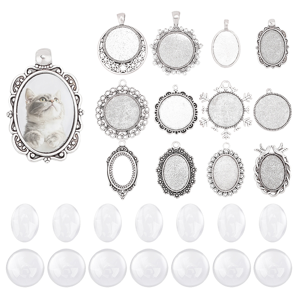 24 Sets Pendant Trays 12 Style - đánh giá và giá Bezels Set Pendant