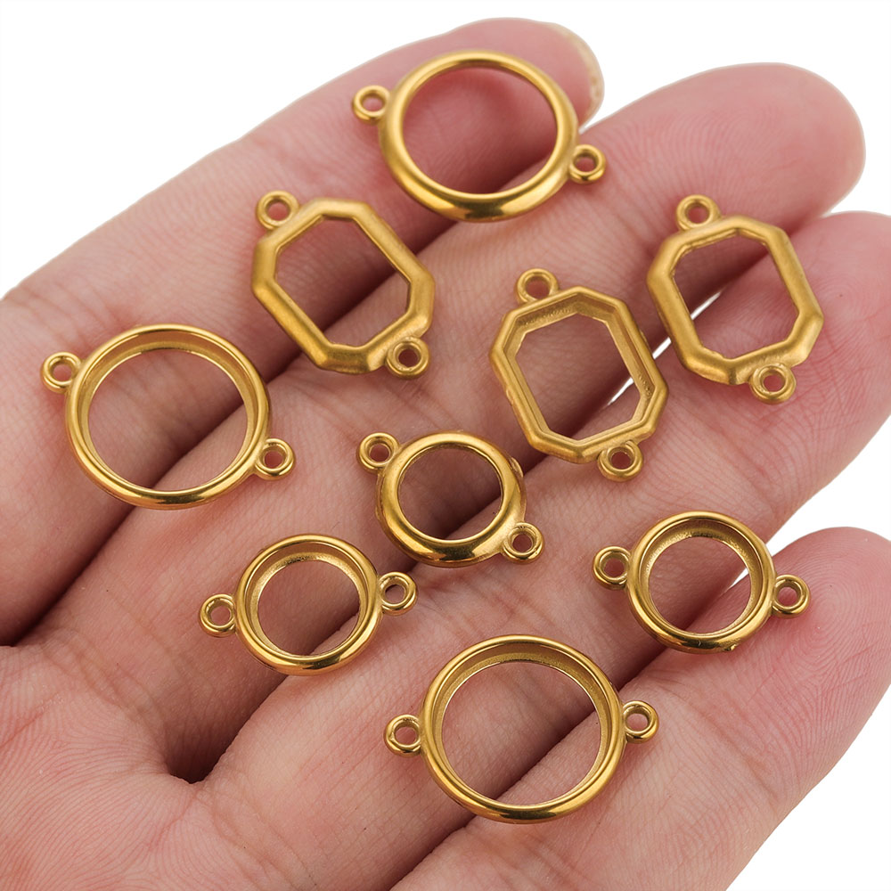 10Pcs Stainless Steel Hollow D - đánh giá và giá Bezels Set Pendant